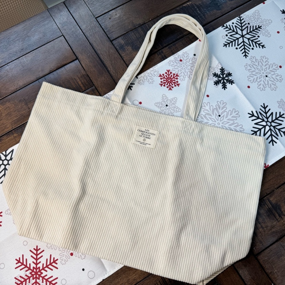 NWOT Sezane Cream Corduroy Tote, Lined